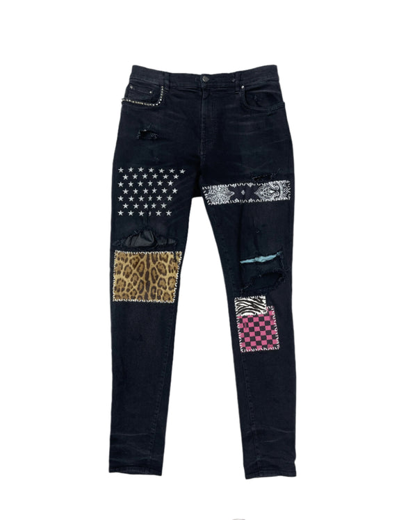 Amiri Black Patchwork Jeans