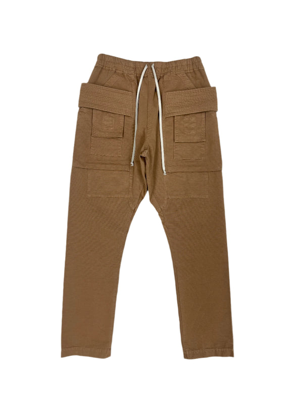 Rick Owens DRKSHDW Creatch Cargo Khaki Brown Drawstring Pants