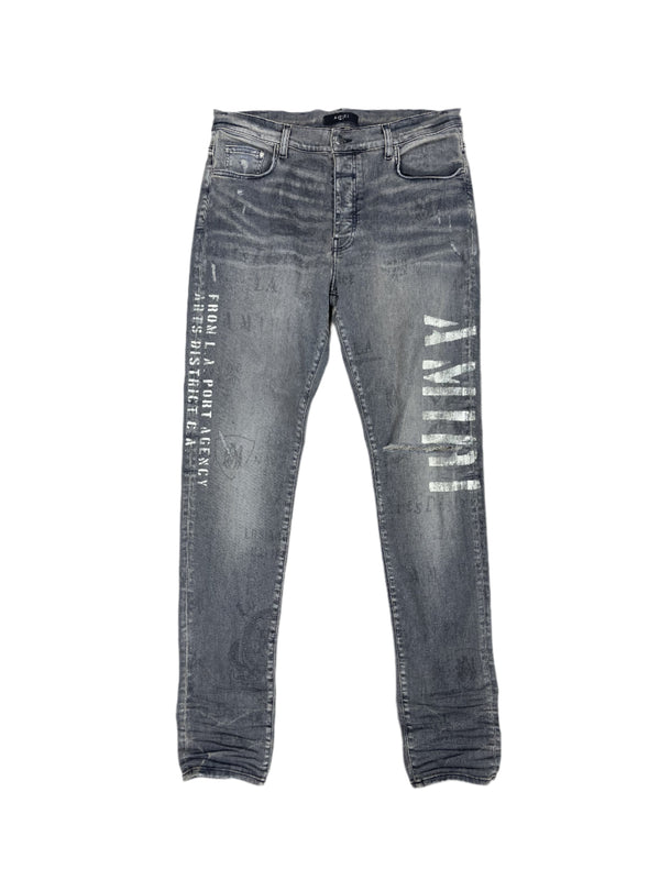 Amiri Military Grey Stencil Jeans