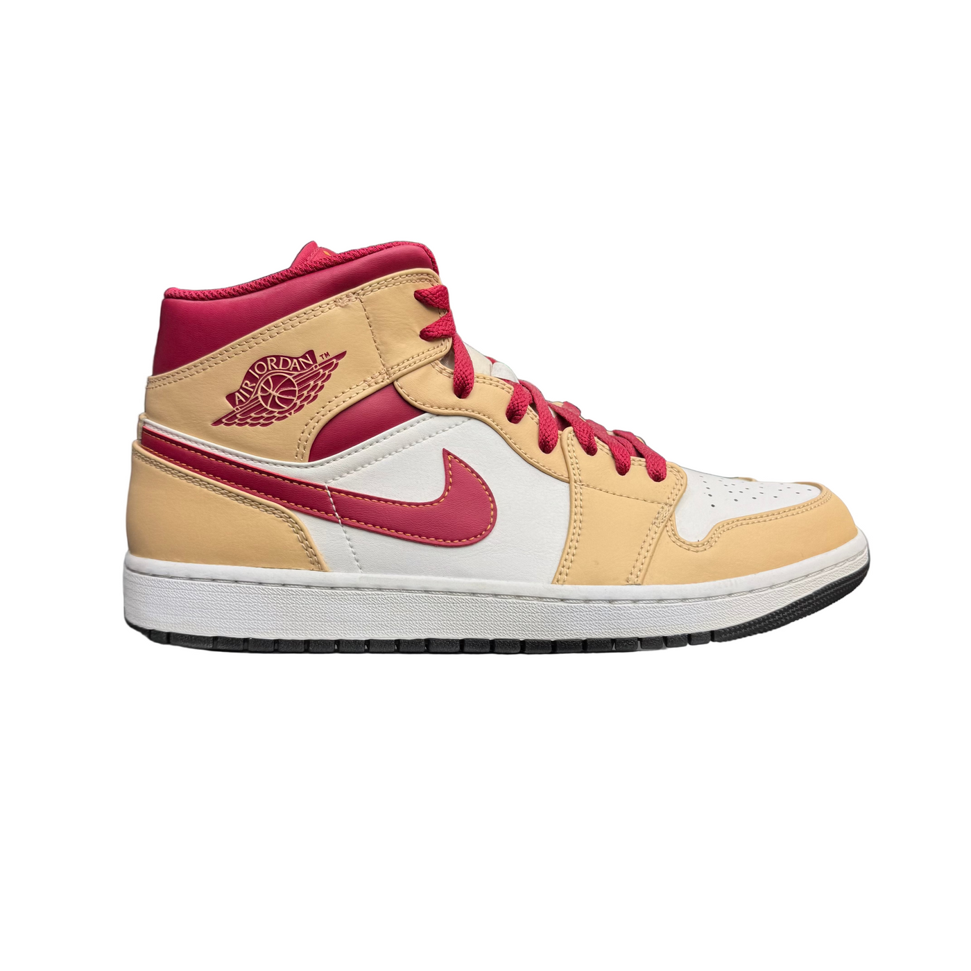 Nike Air Jordan 1 Mid Light Curry Cardinal Red