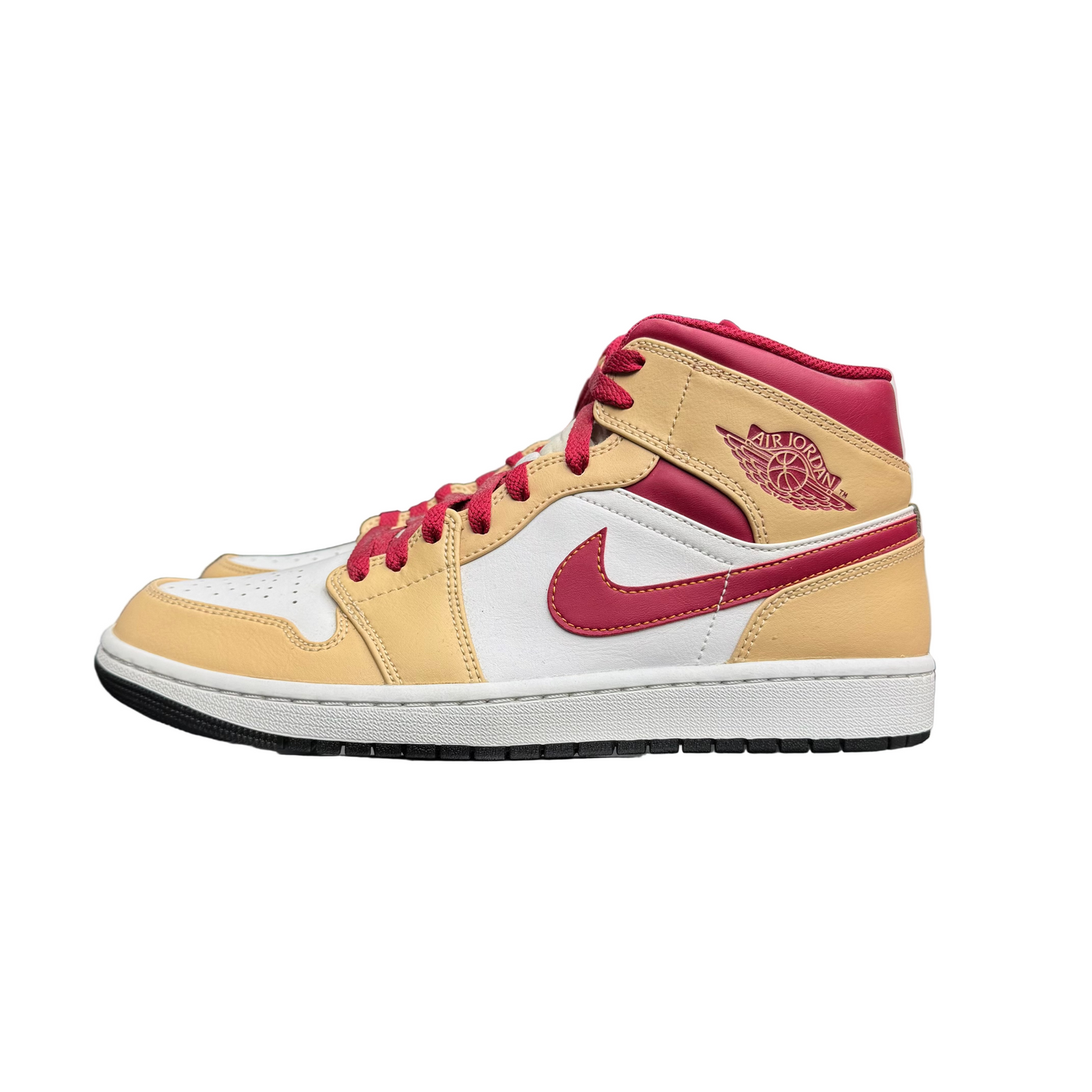 Nike Air Jordan 1 Mid Light Curry Cardinal Red
