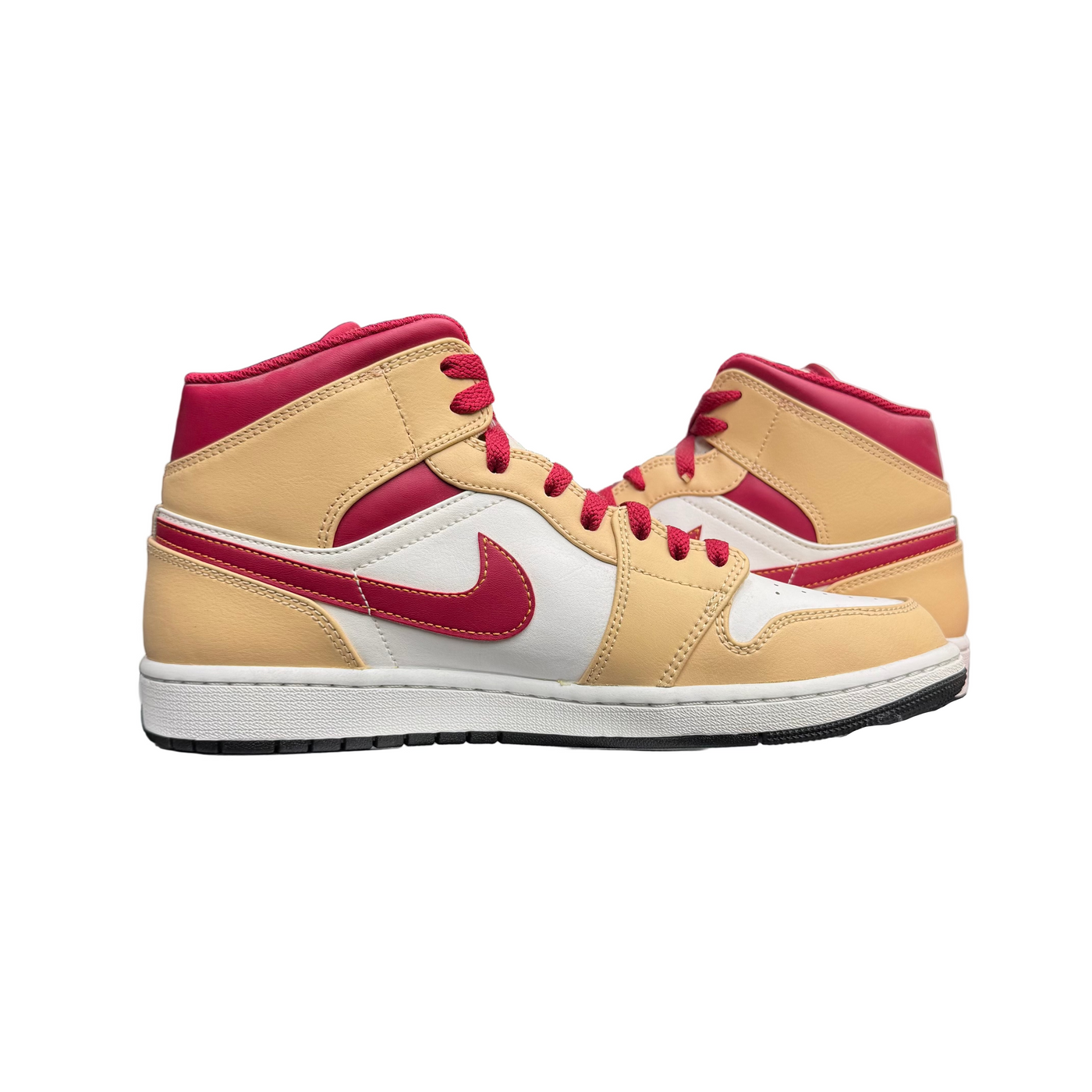 Nike Air Jordan 1 Mid Light Curry Cardinal Red