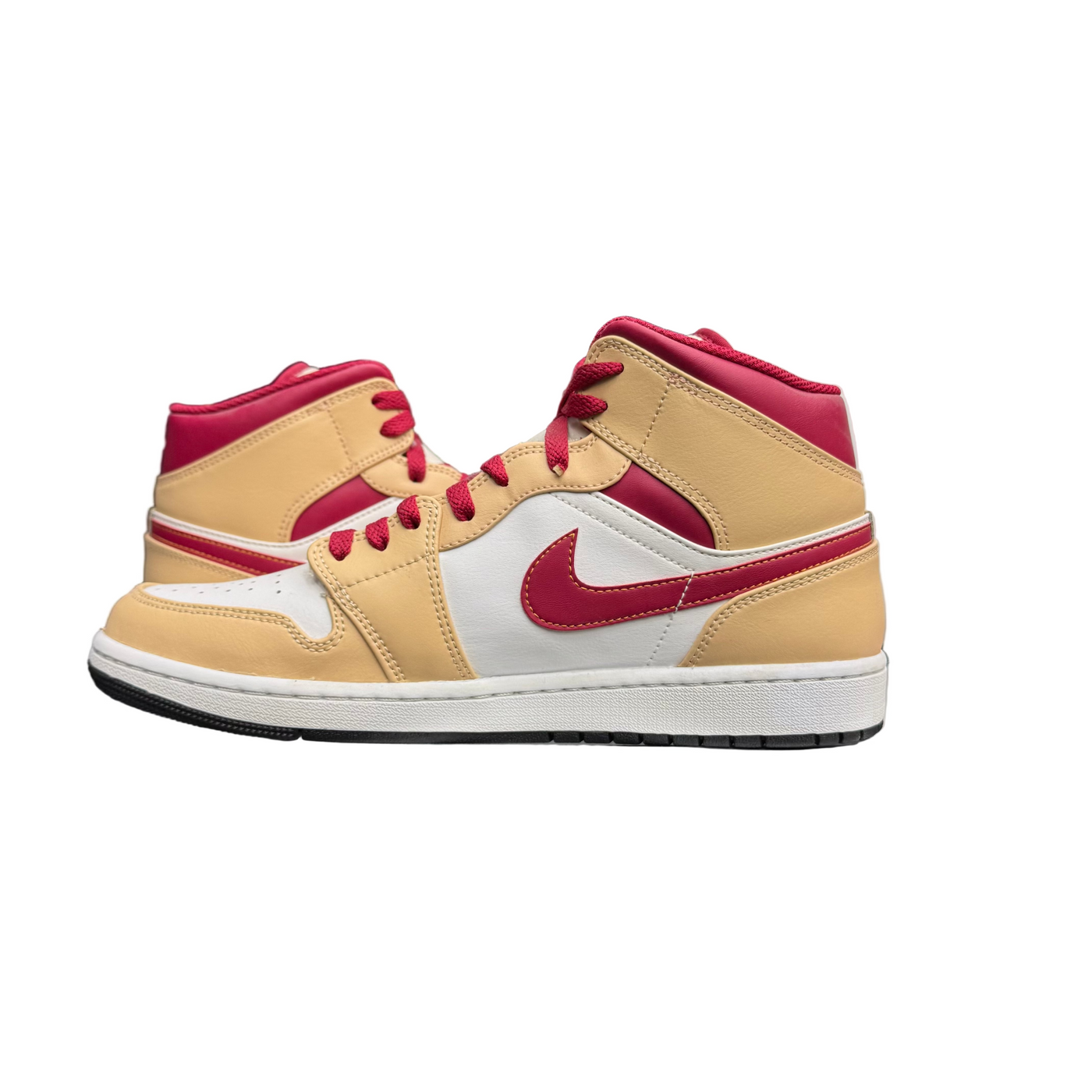 Nike Air Jordan 1 Mid Light Curry Cardinal Red