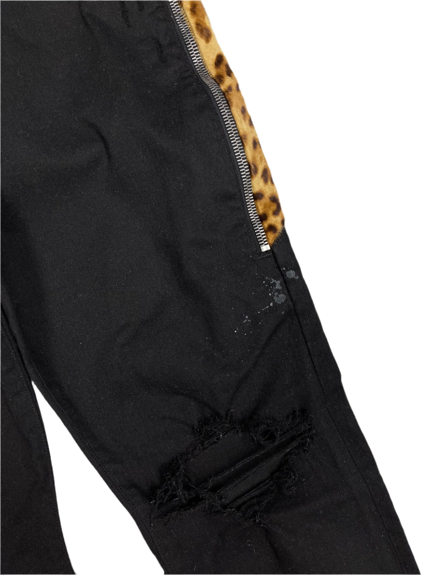 Amiri Leopard Half Track Broken Jeans