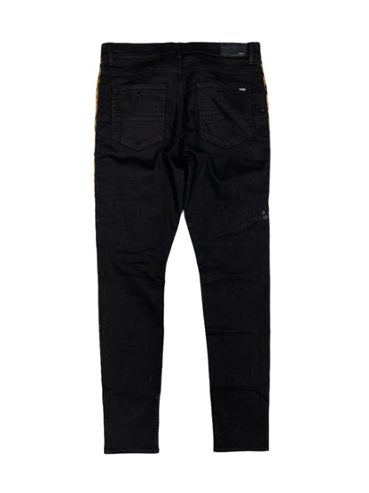 Amiri Leopard Half Track Broken Jeans