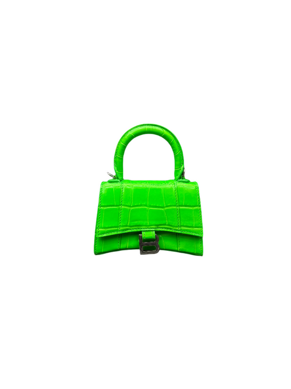Balenciaga Mini Embossed Hourglass Bag Fluo Green