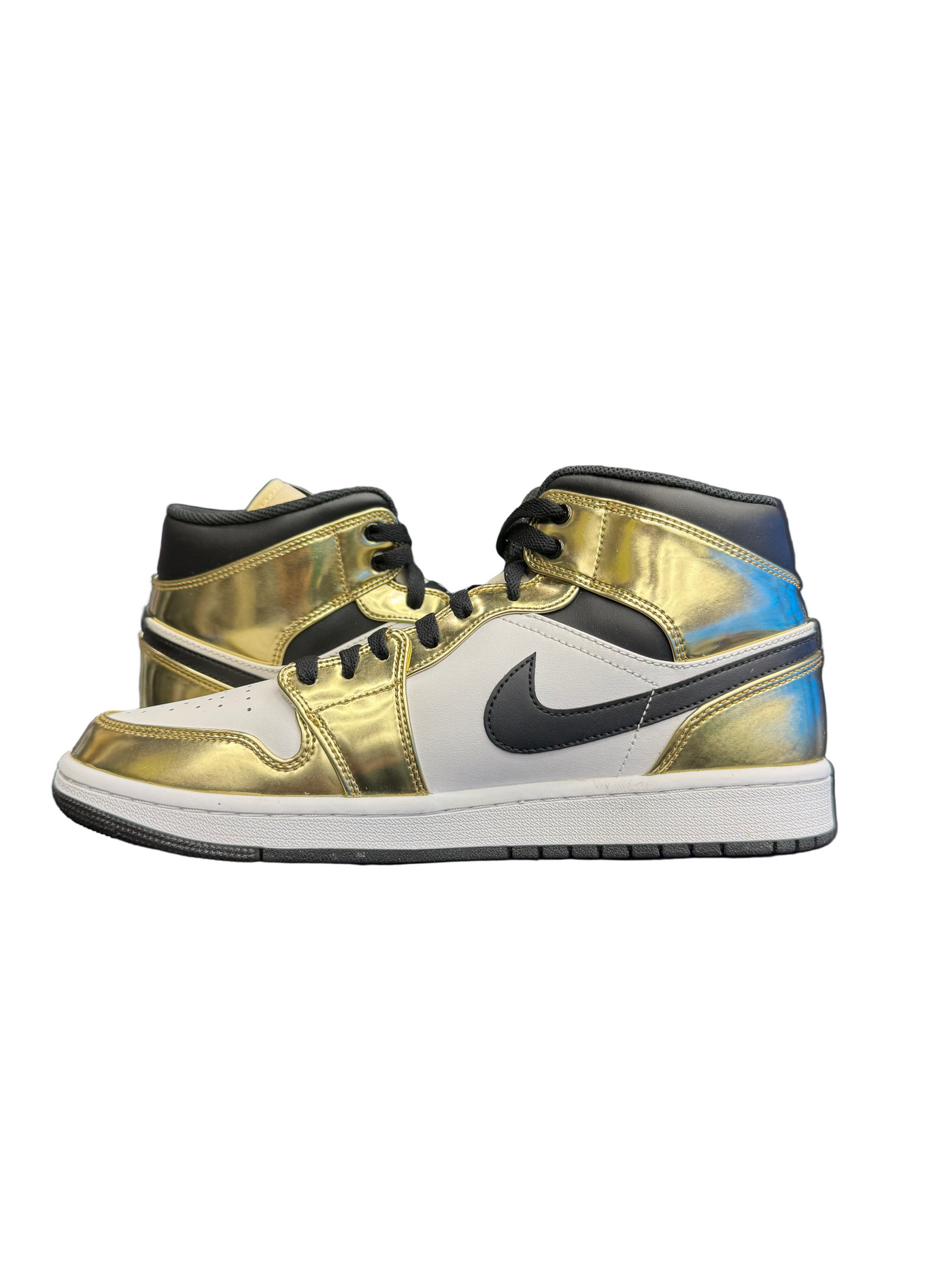 Nike Air Jordan 1 Mid Metallic Gold Black White