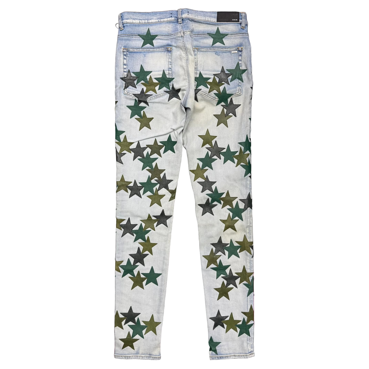 Amiri Chemist Leather Star Patch Jeans Light Indigo
