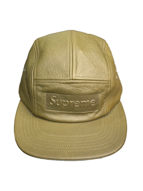 Supreme Pebbled Leather Camp Cap Olive