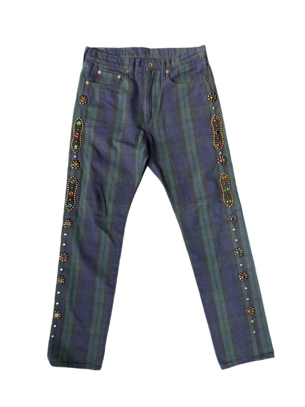 Kapital Studded Plaid Pants Green