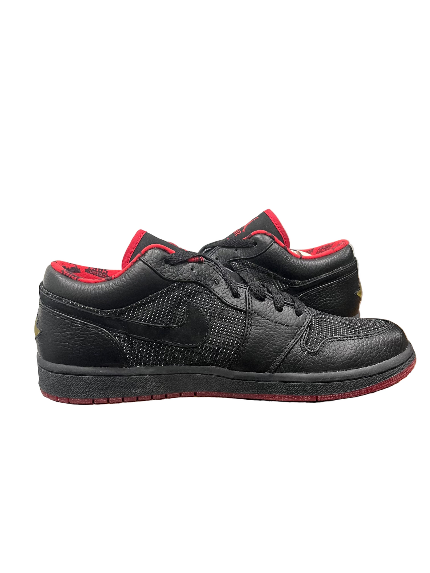Jordan 1 Retro Low Black Metallic Silver Varsity Red