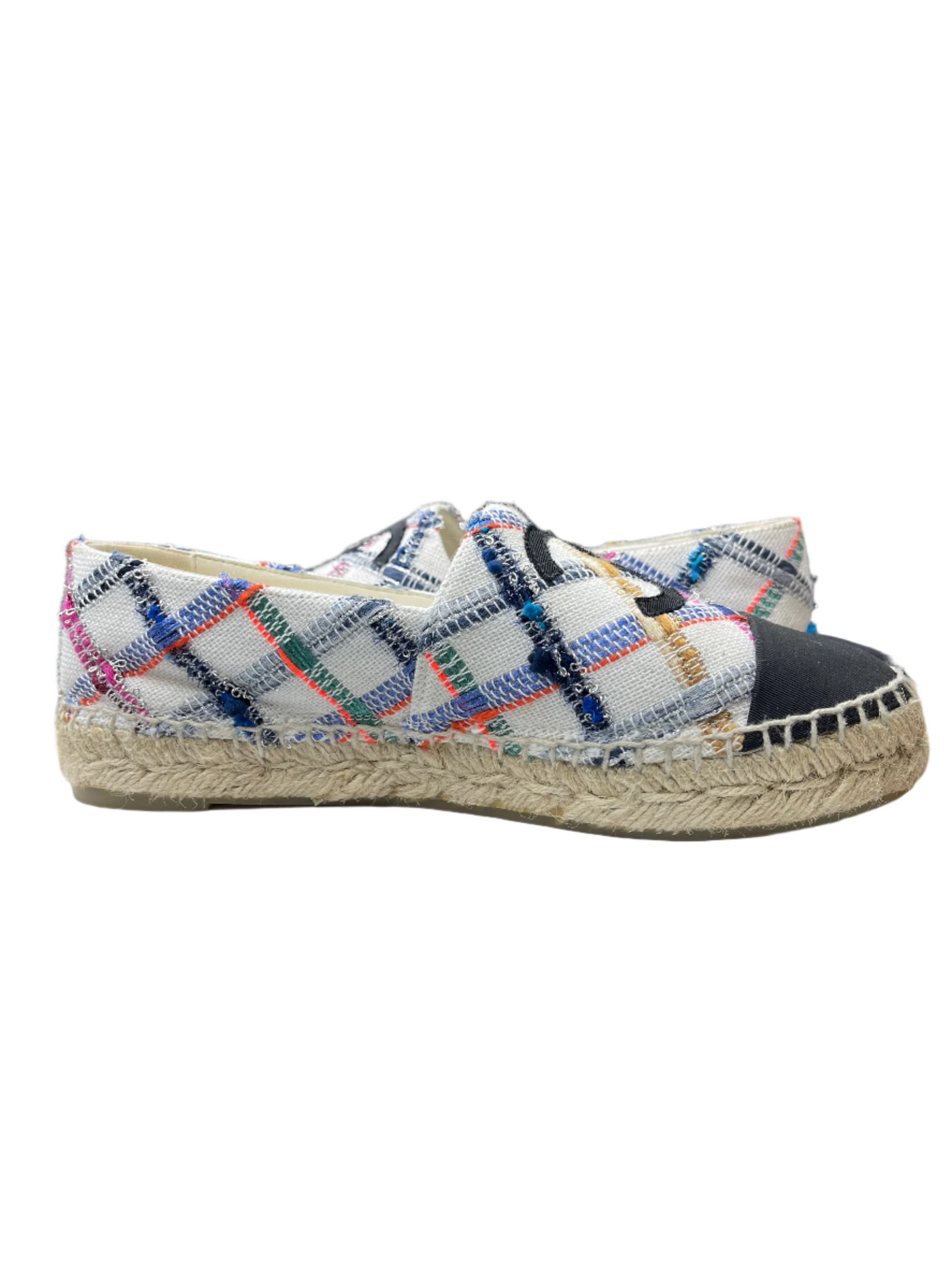 Chanel Tweed Espadrilles White Multicolor