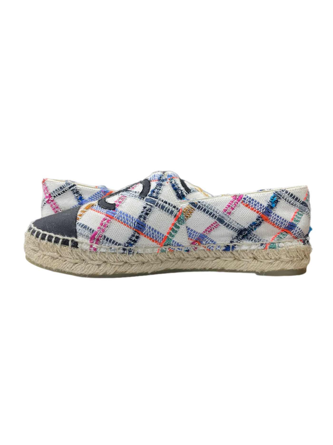 Chanel Tweed Espadrilles White Multicolor