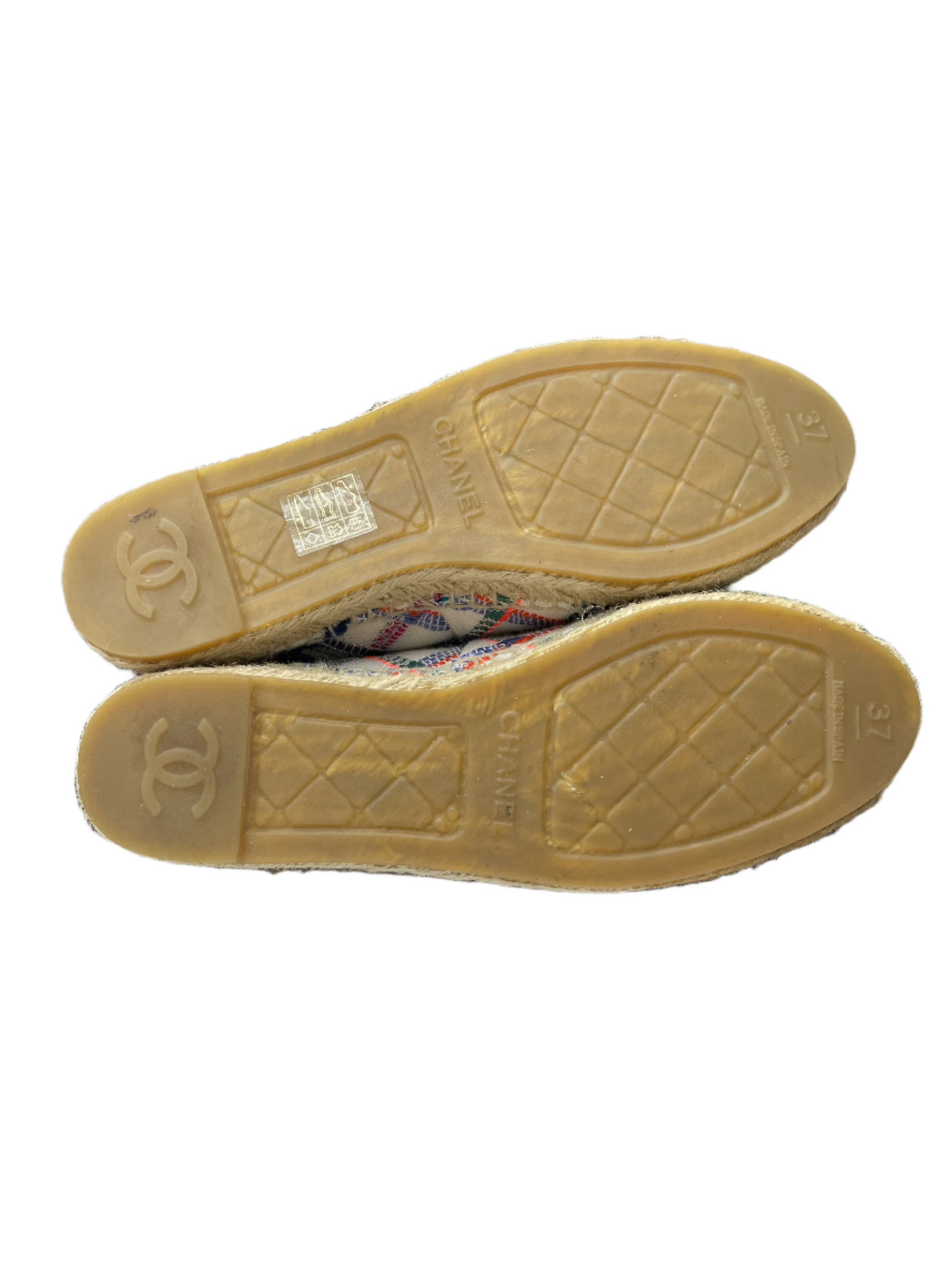 Chanel Tweed Espadrilles White Multicolor