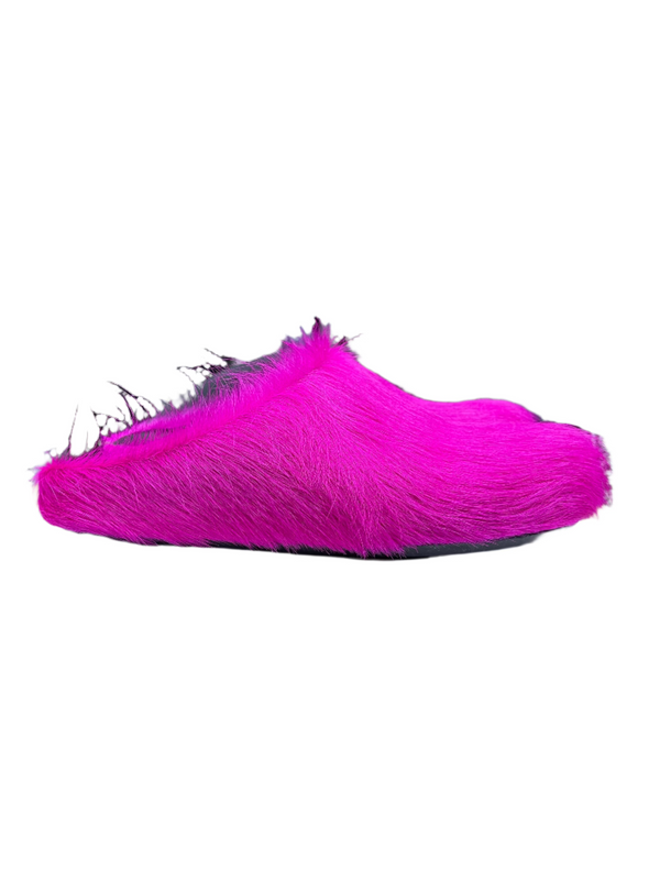 Marni Long-Hair Calfskin Fussbett Sabot Pink