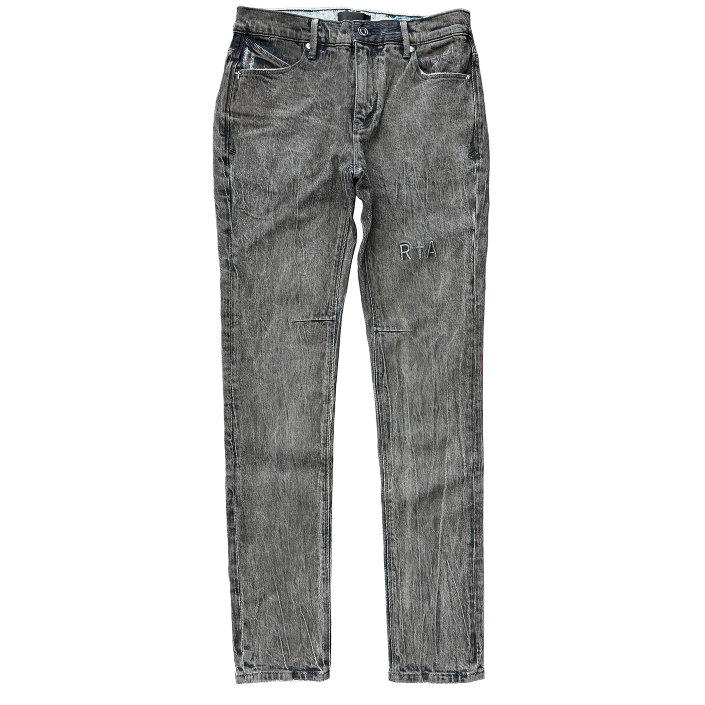 RTA Clayton Skinny Jeans Grey Wax Coated Blue