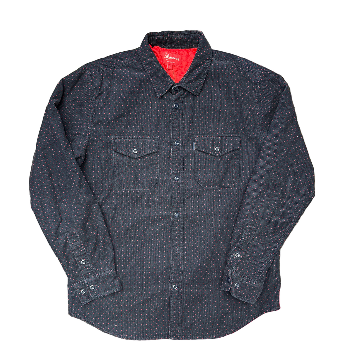 Supreme Corduroy Polka Dot Quilted Shirt Navy