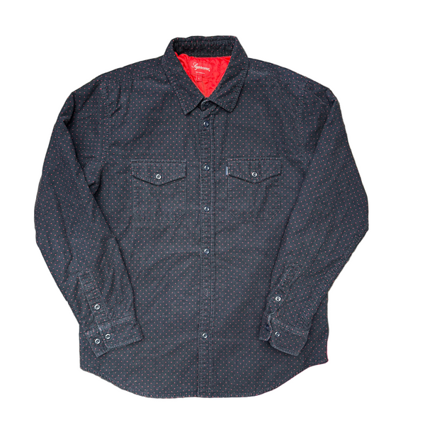 Supreme Corduroy Polka Dot Quilted Shirt Navy