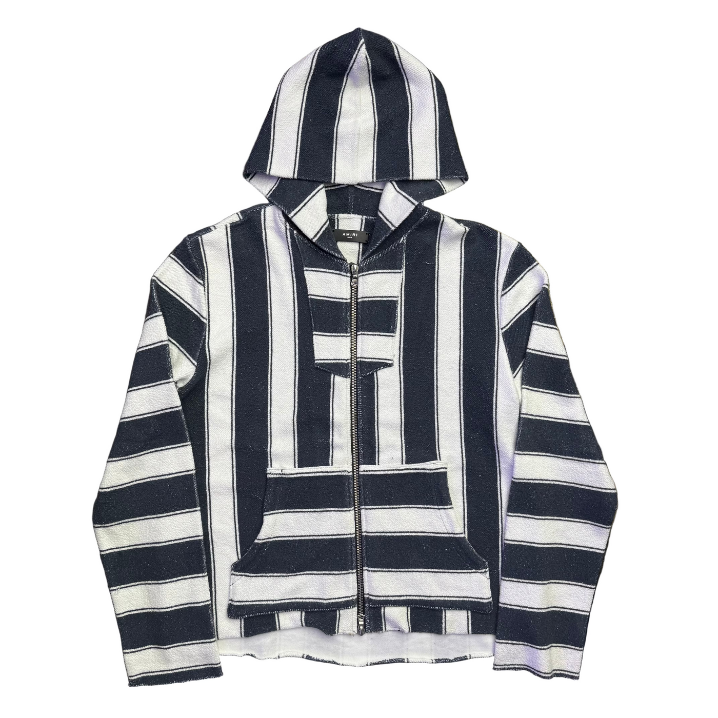 Amiri Baja Striped Zip-Up Hoodie Blue White