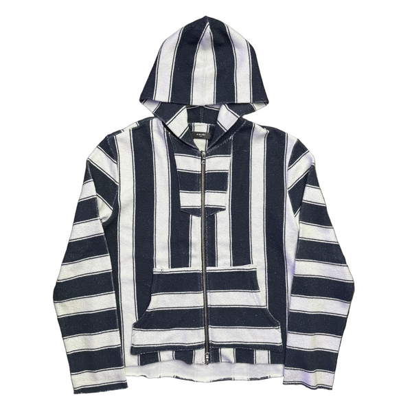 Amiri Baja Striped Zip-Up Hoodie Blue White