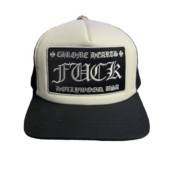 Chrome Hearts F**K Hollywood Trucker Hat Black White