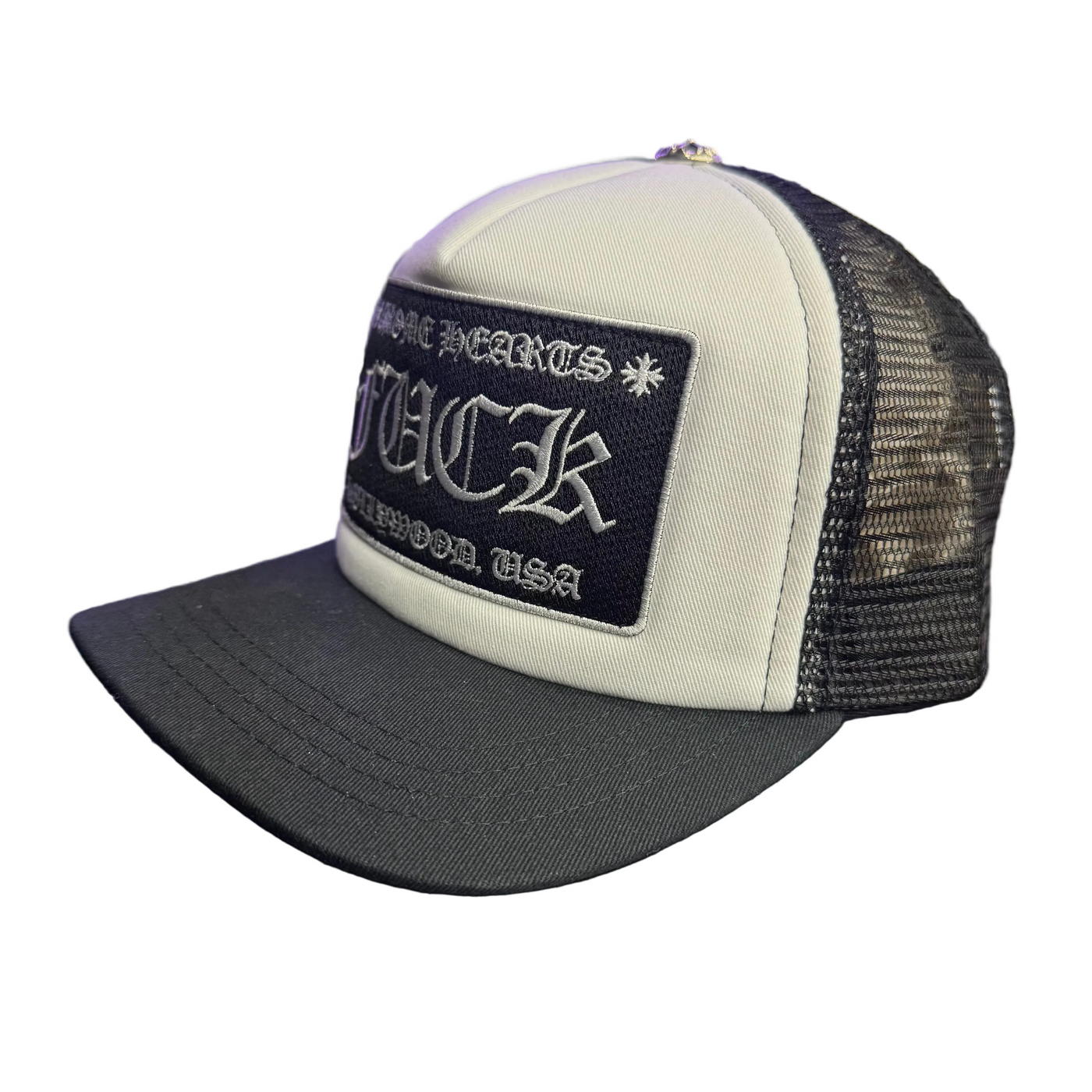 Chrome Hearts F**K Hollywood Trucker Hat Black White
