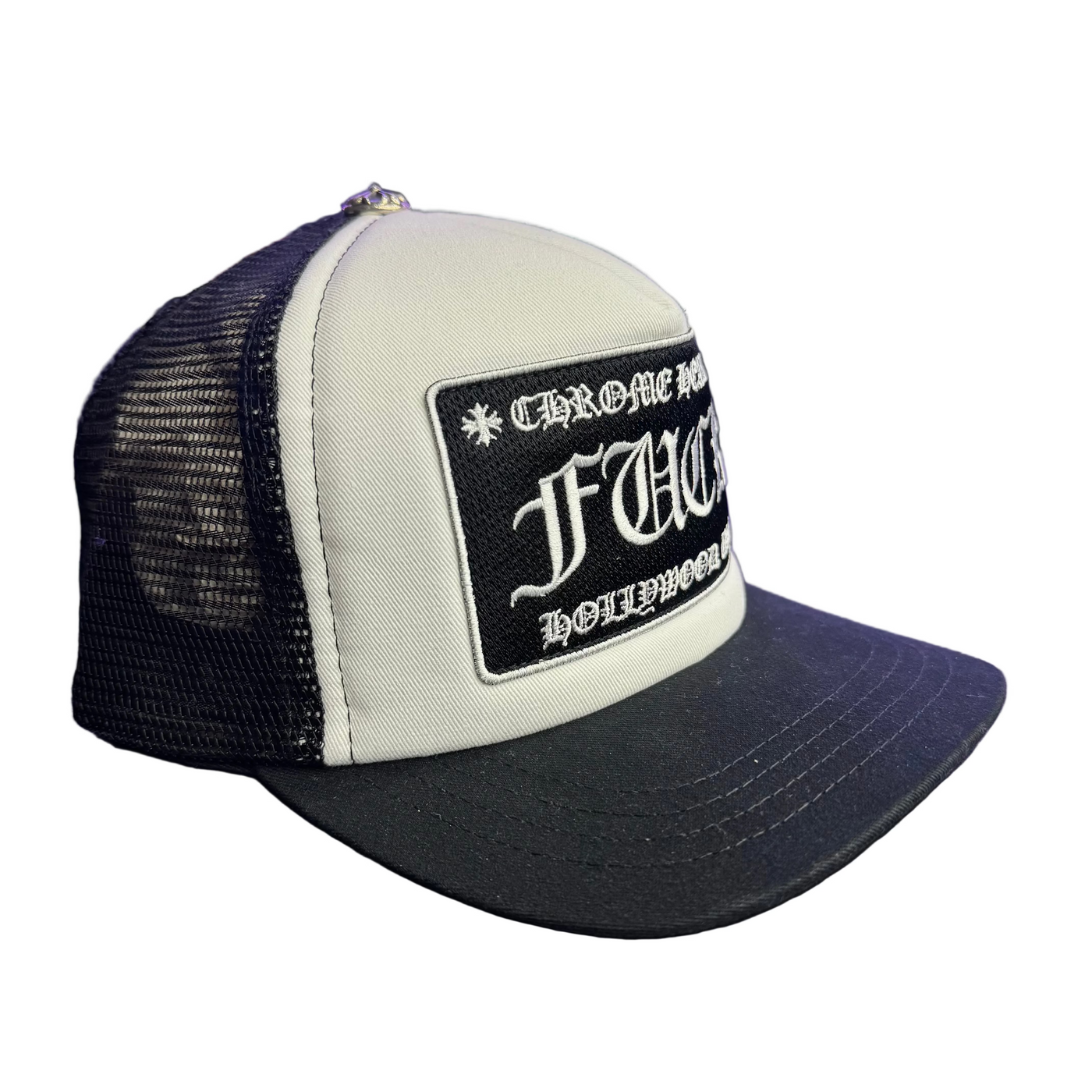 Chrome Hearts F**K Hollywood Trucker Hat Black White