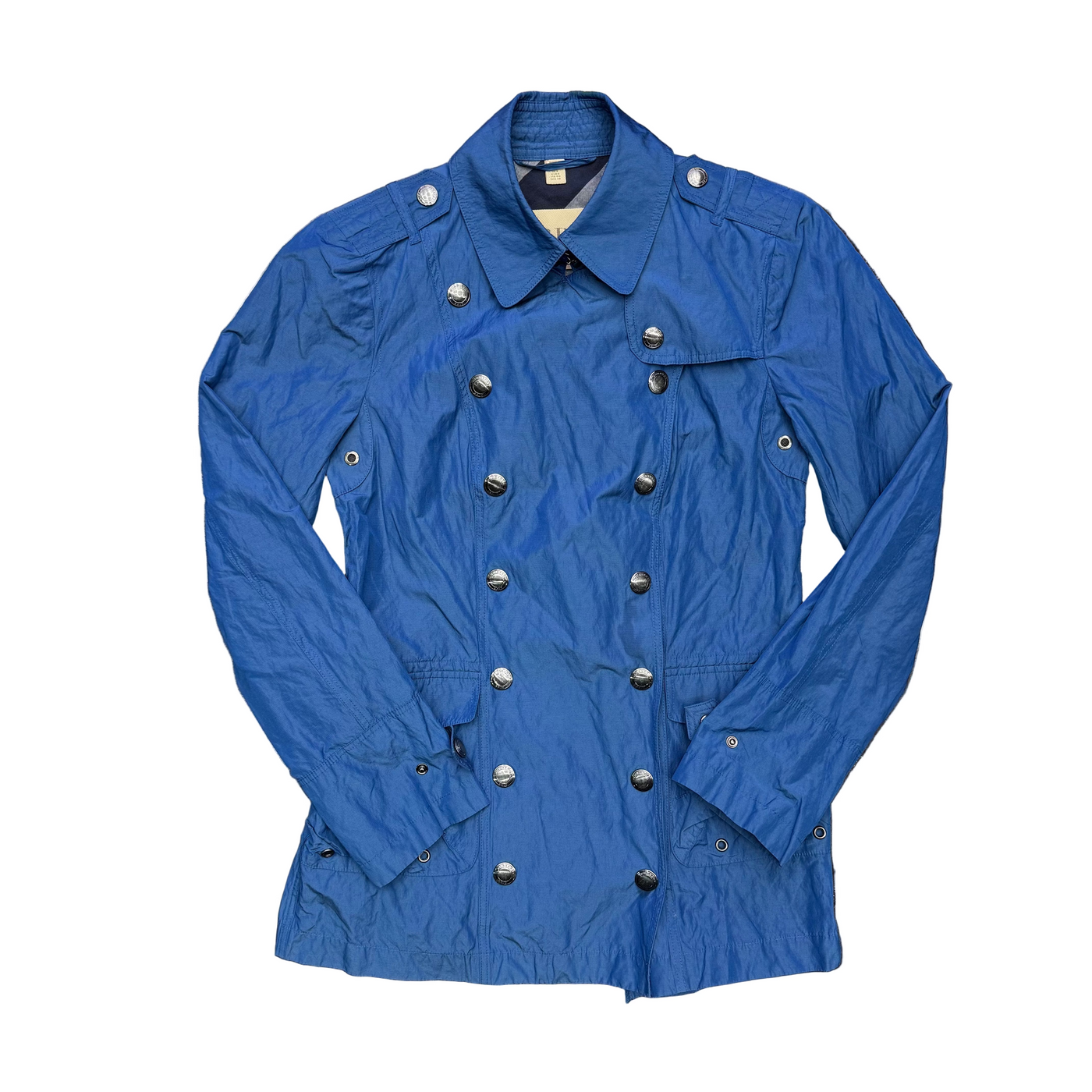 Burberry Brit Double Breasted Parka Coat Blue