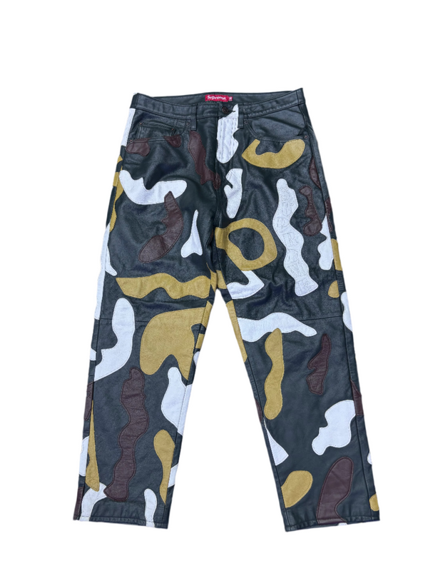 Supreme Camo Leather 5-Pocket Pant Green Camo
