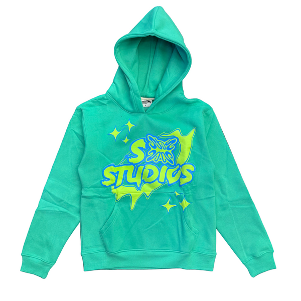 SB Studios Stain Bandz Hoodie Teal Neon