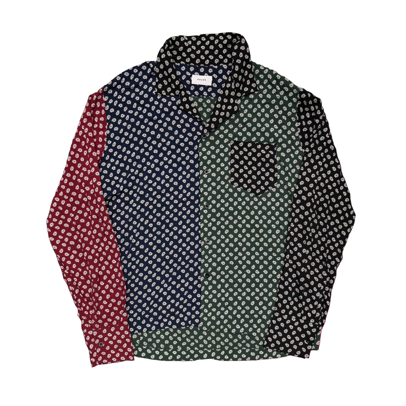 Rhude Camp Collar Patchwork Bandana Print Voile Shirt