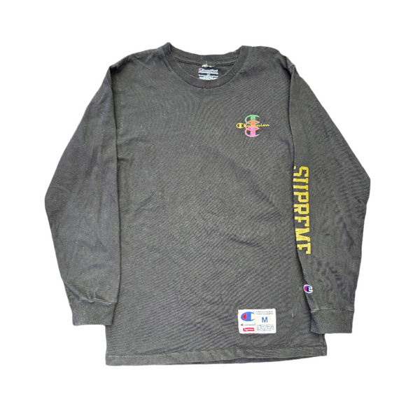 Supreme Champion Stacked C L/S Tee Black