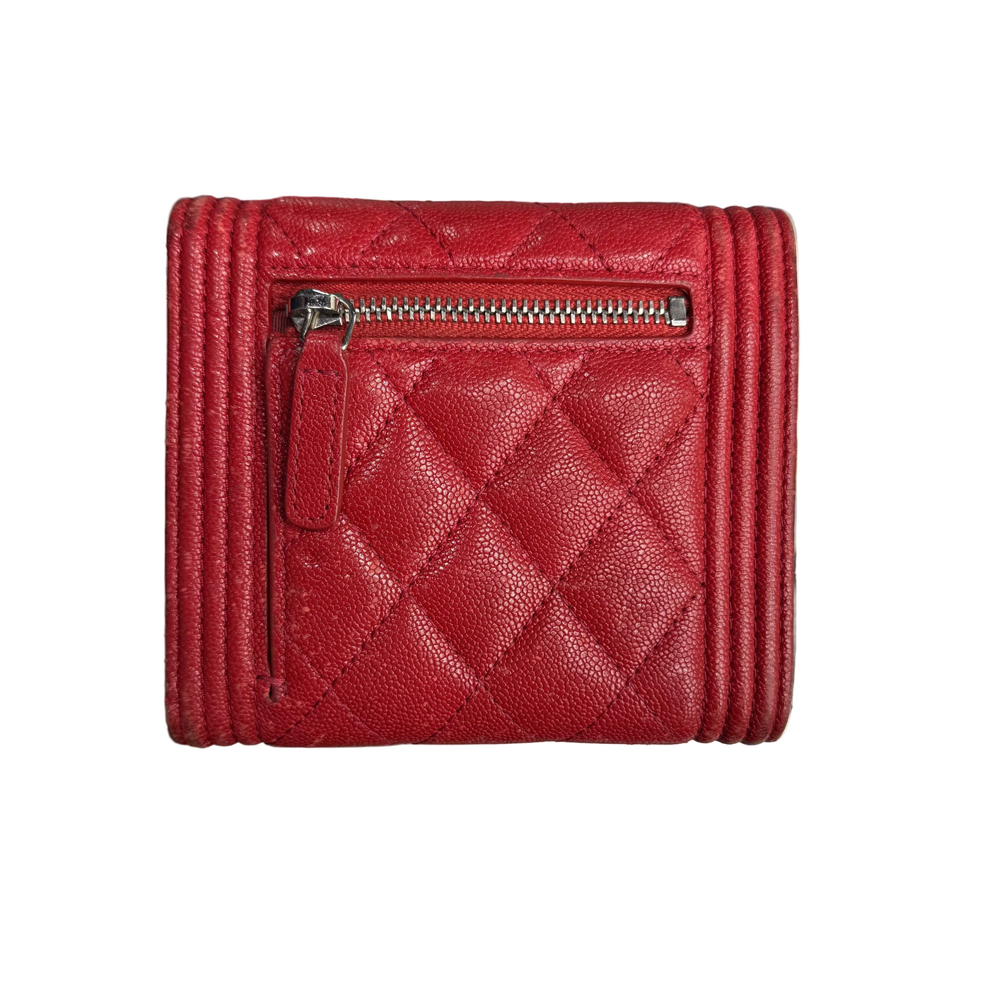 Chanel Interlocking CC Logo Compact Wallet Red