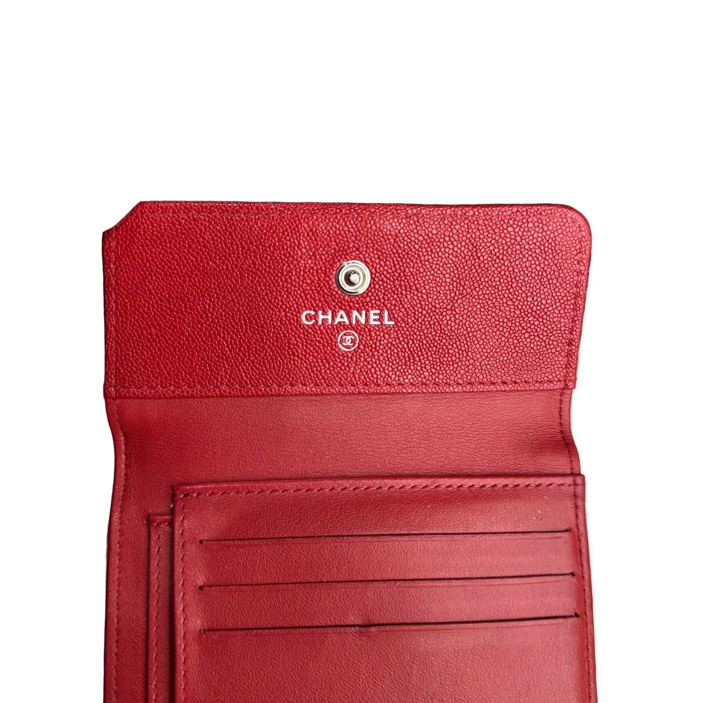 Chanel Interlocking CC Logo Compact Wallet Red