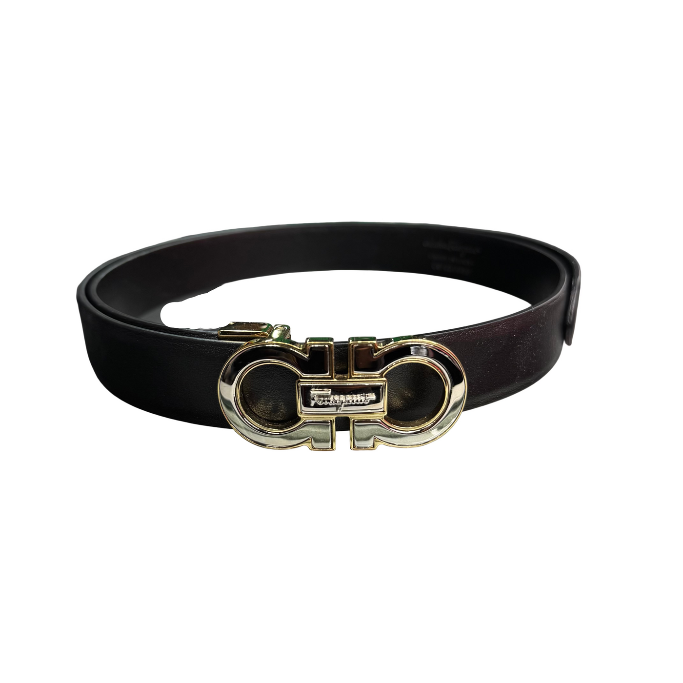 Salvatore Ferragamo Double Gancini Buckle Belt Black