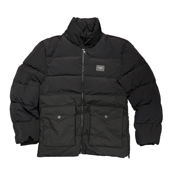 D&G Logo Tag Hooded Puffer Jacket Black