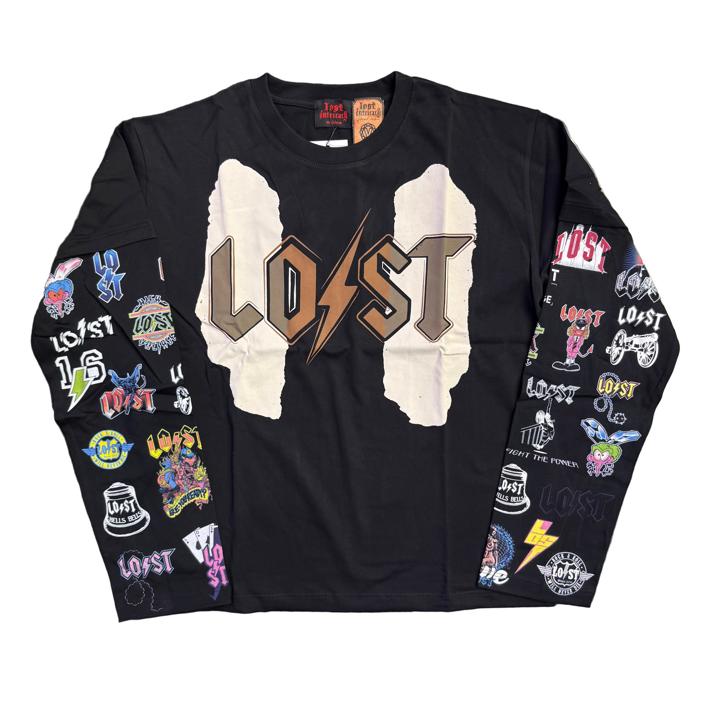 Lost Intricacy Multi Logo L/S Tee Black