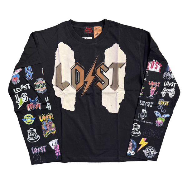 Lost Intricacy Multi Logo L/S Tee Black