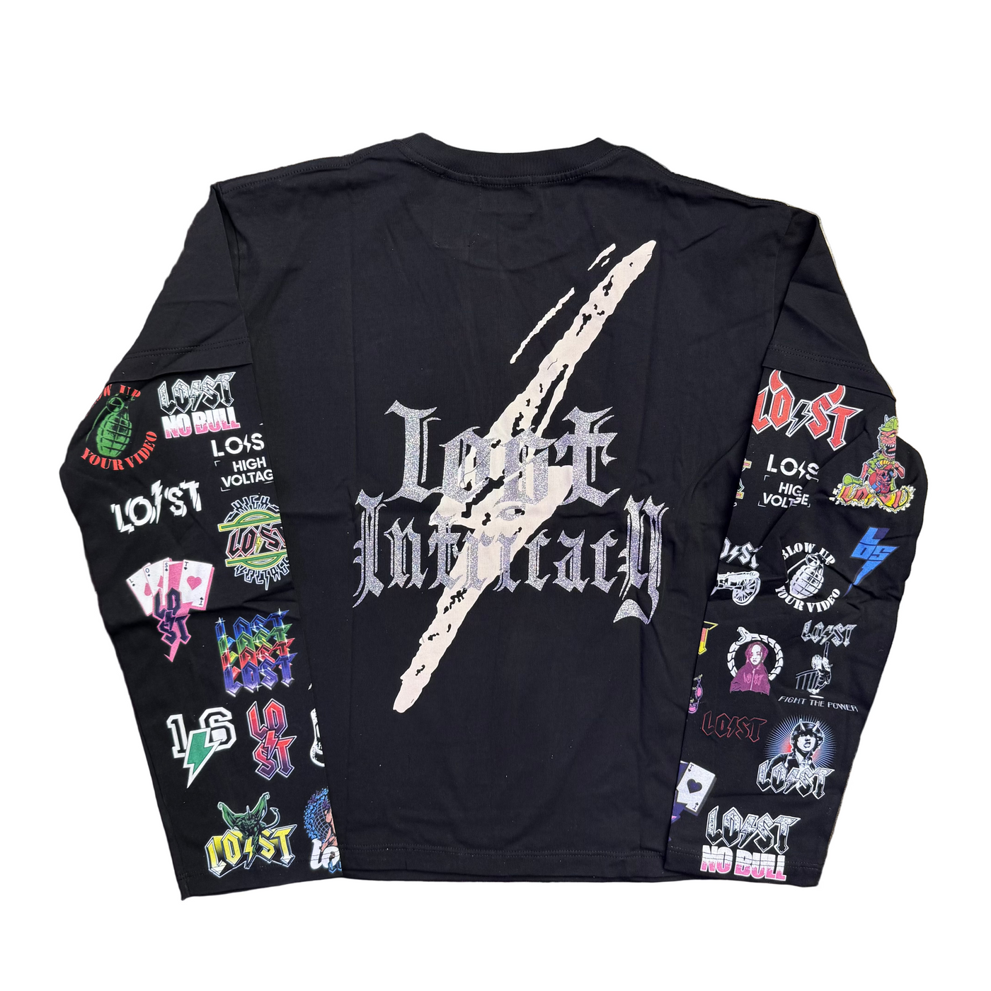 Lost Intricacy Multi Logo L/S Tee Black