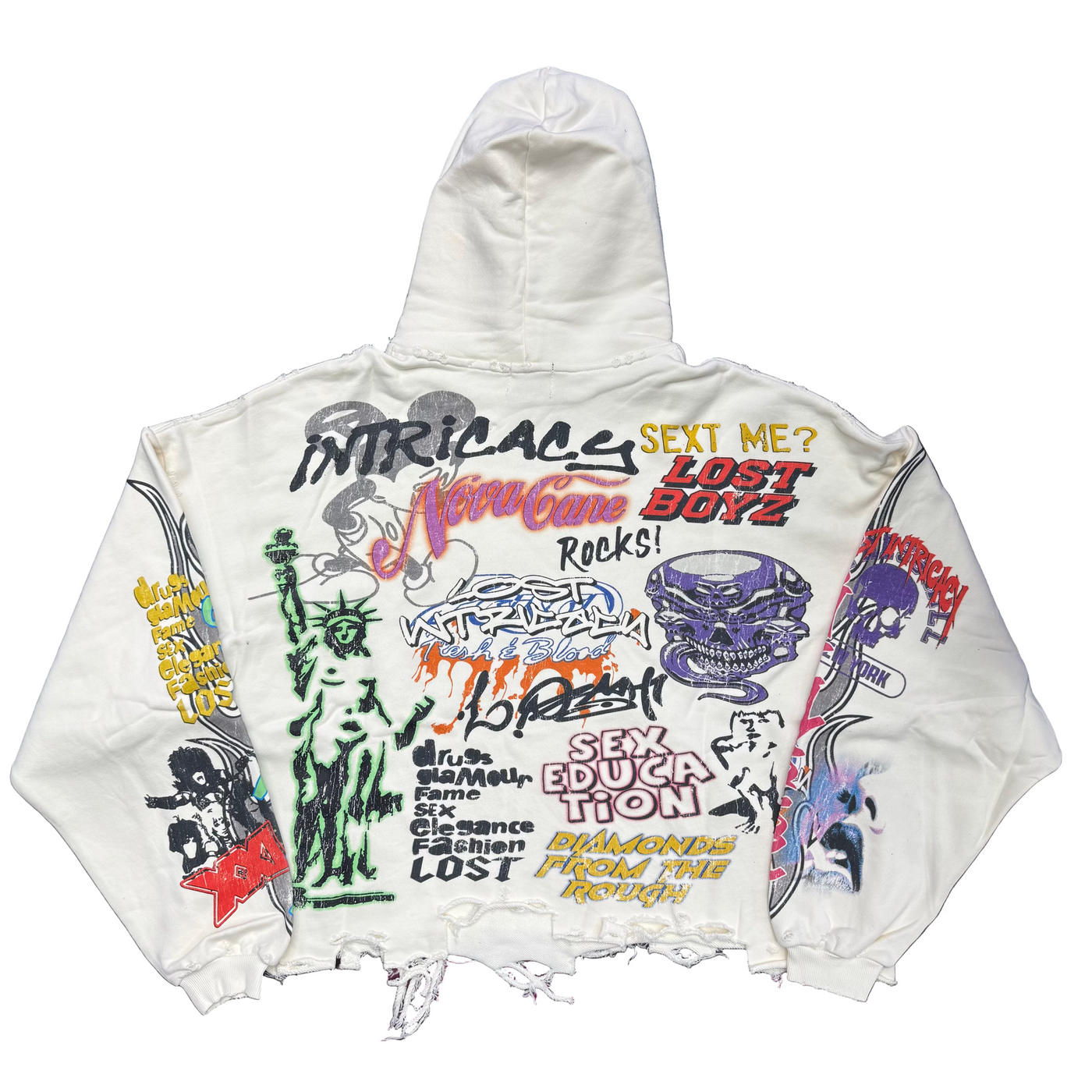 Lost Intricacy All Over Print Hoodie Cream