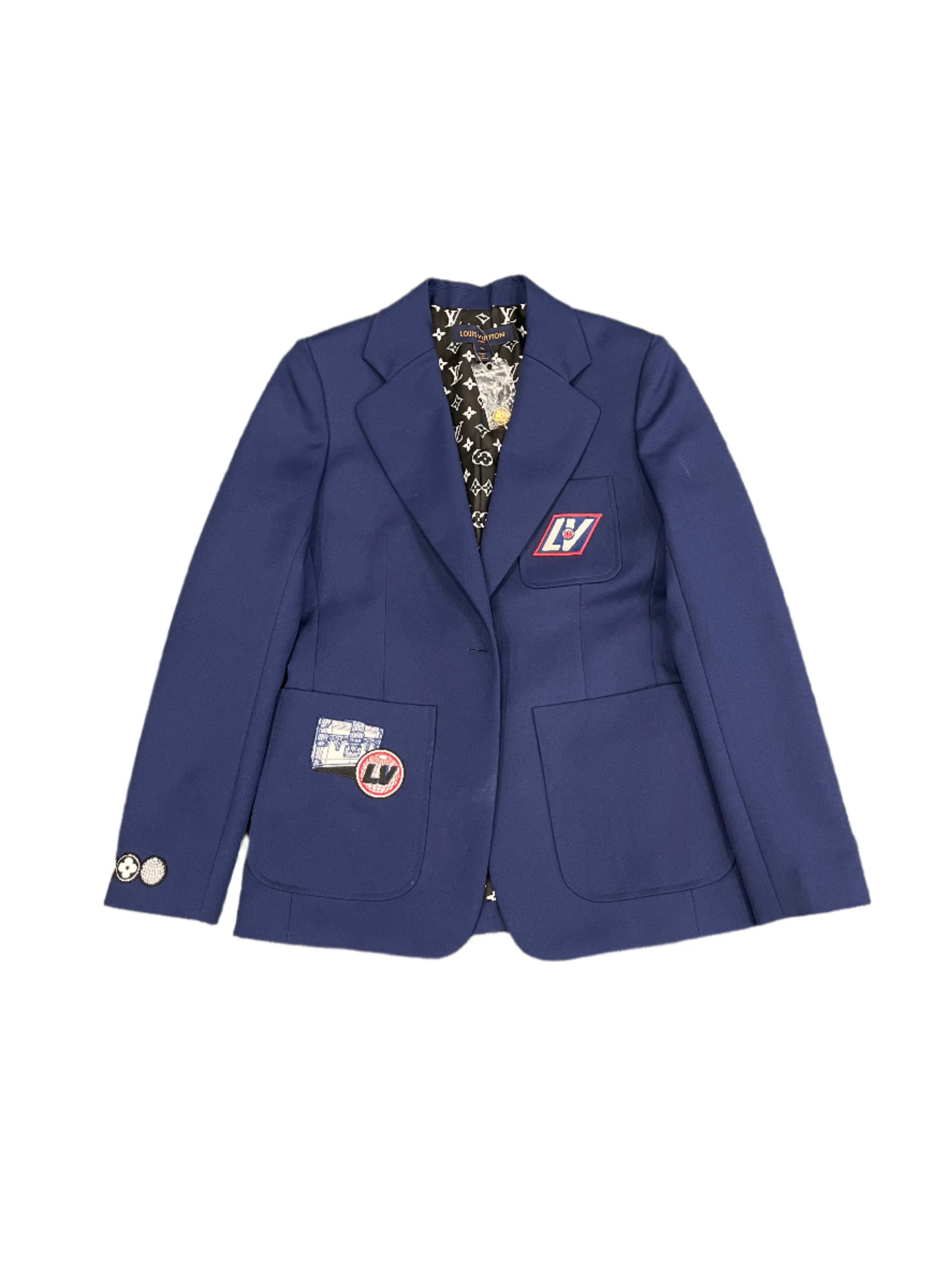 WMNS LV Logo Patches Jacket Blue
