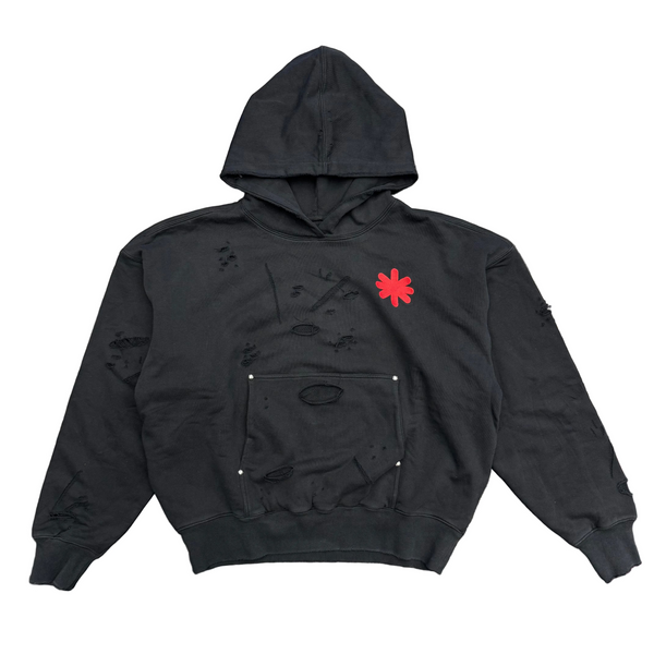 LOSTSHDWS Double Layered Pullover Hoodie Black Red