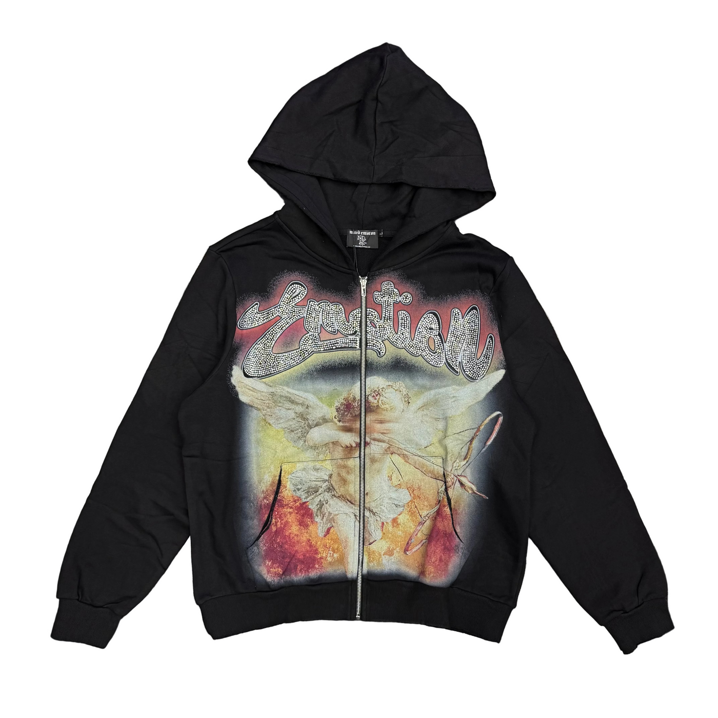 Mixed Emotions Rhinestone Hoodie Black