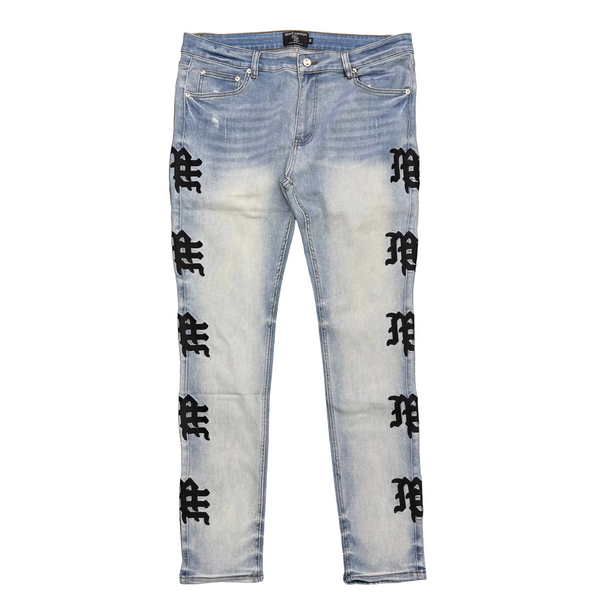 Mixed Emotions Monogram Jeans Light Blue Wash