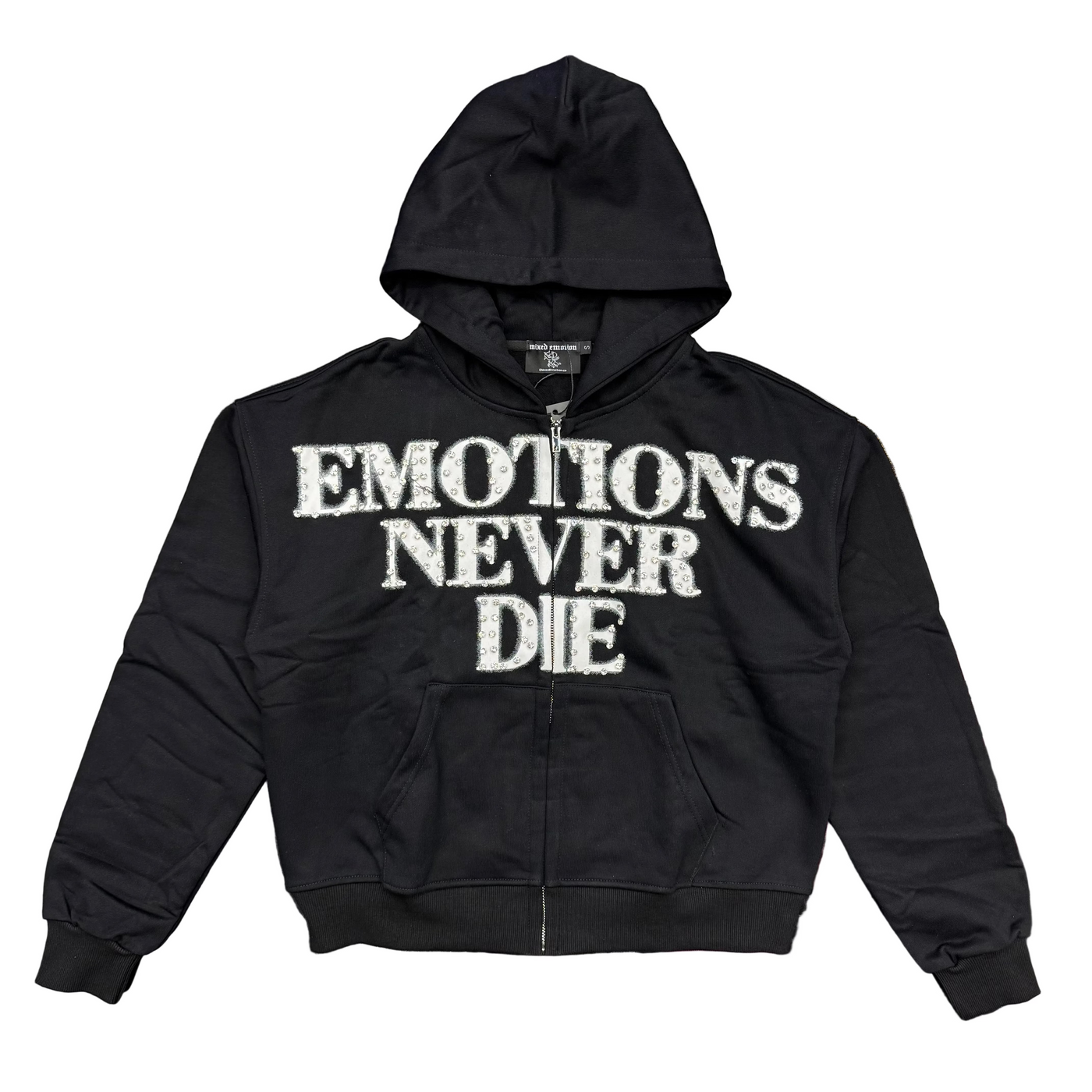 Mixed Emotions END Rhinestone Hoodie Black