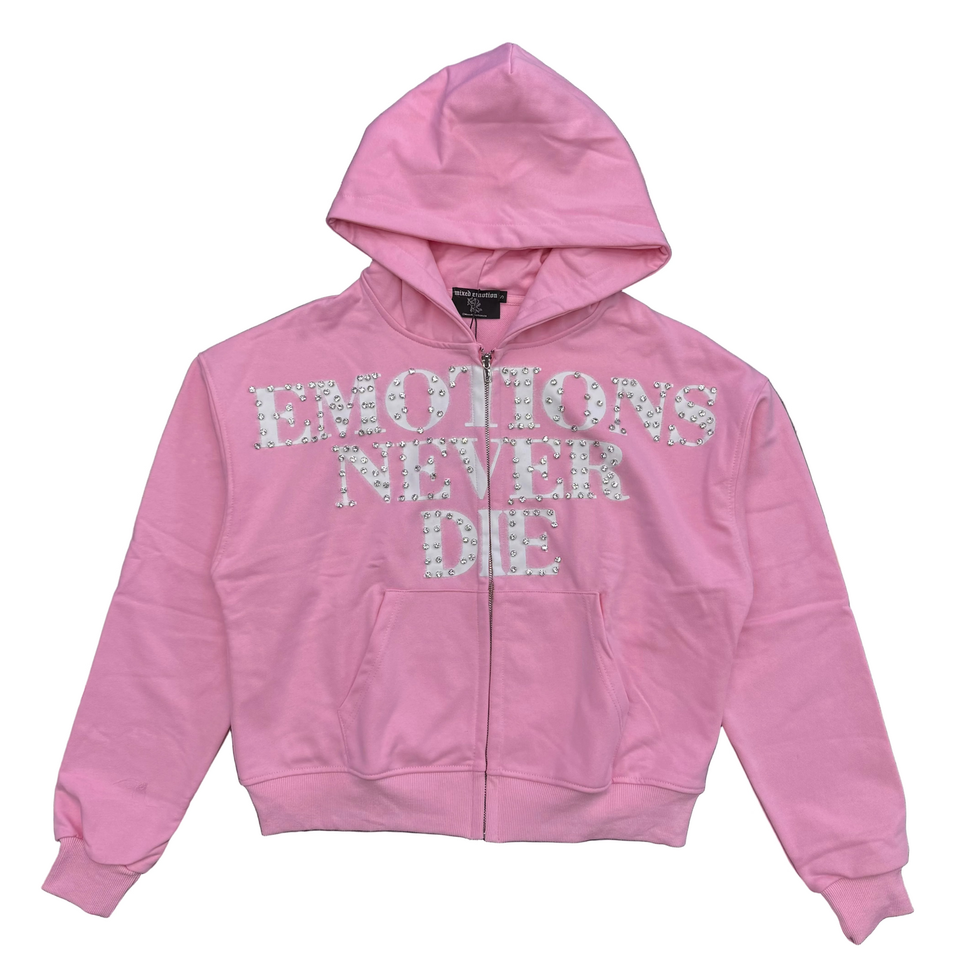 Mixed Emotions END Rhinestone Hoodie Pink