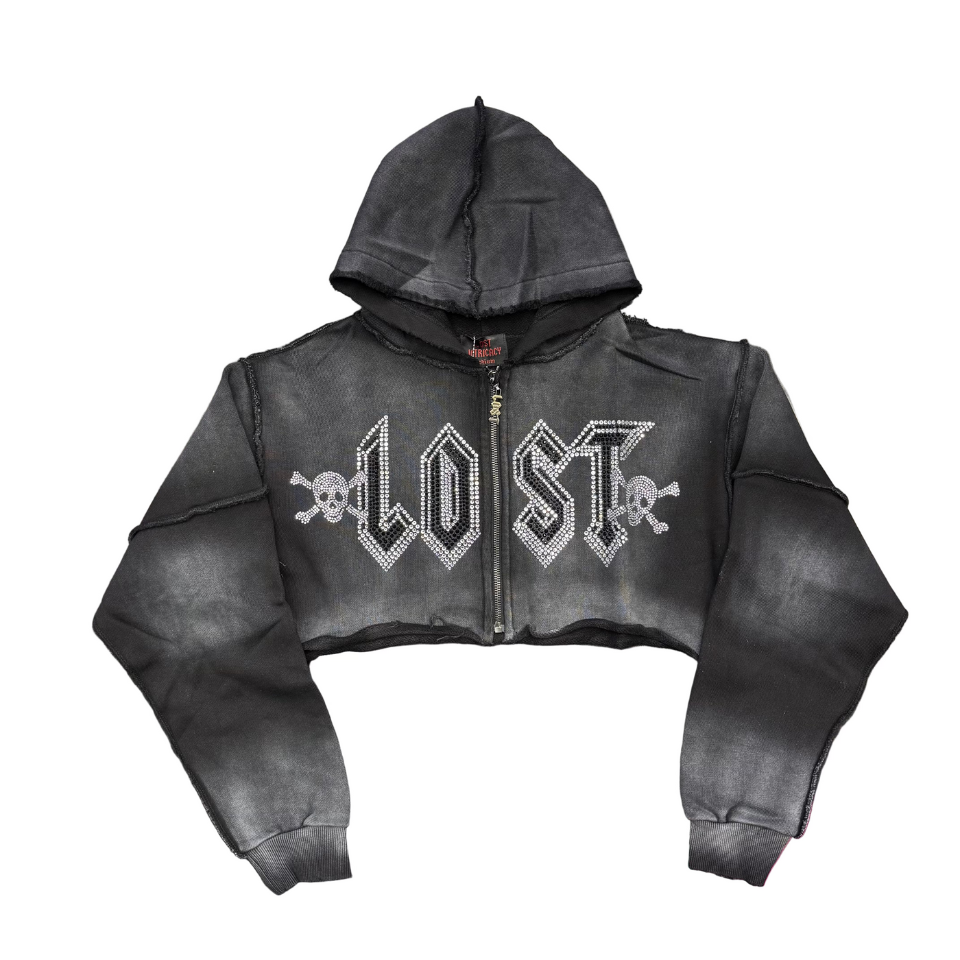 WMNS Lost Intricacy Crop Zip-Up Hoodie Black