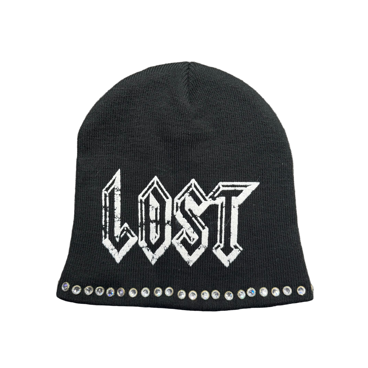 Lost Intricacy Gemstone Beanie Black White