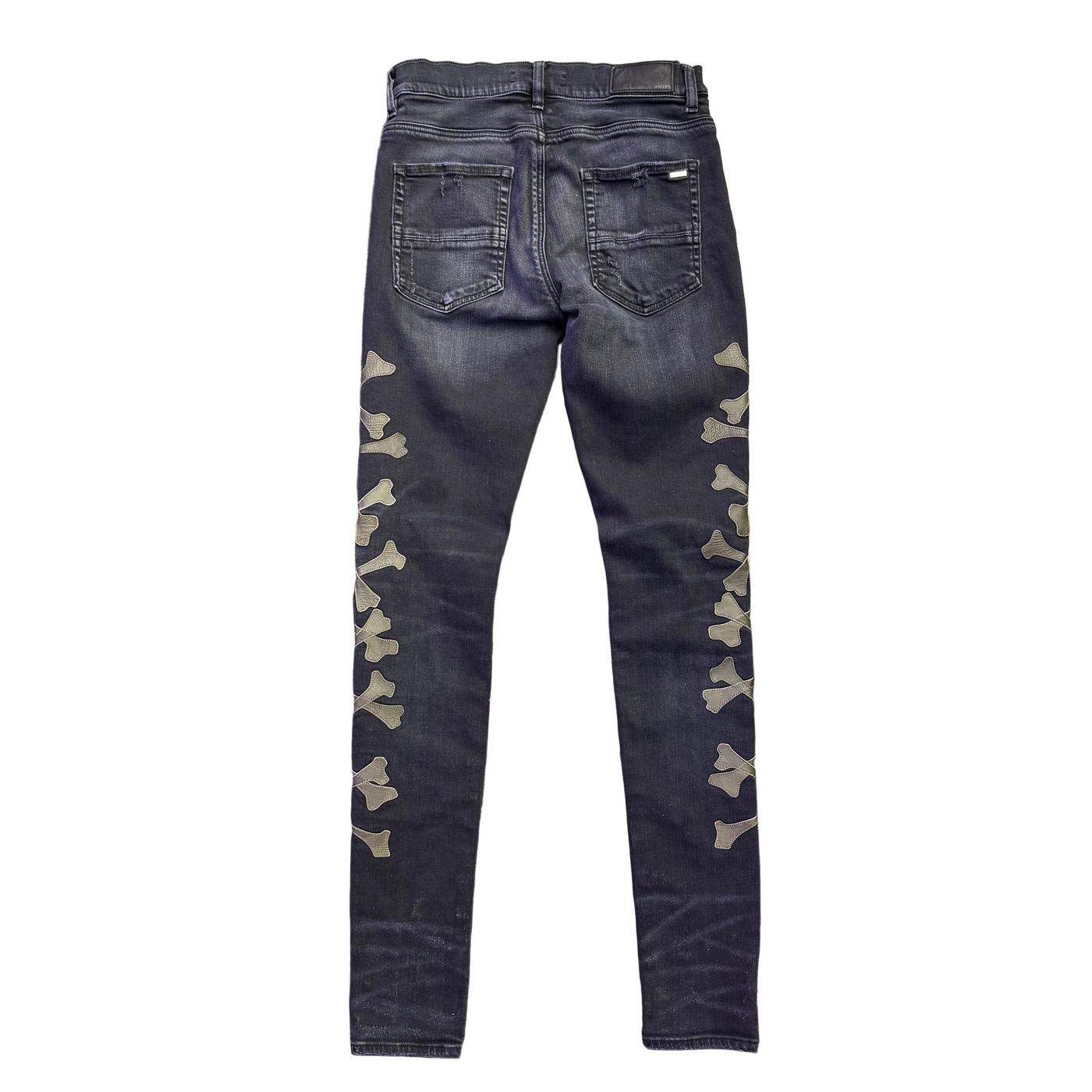 Amiri Olive Bones Skinny Jeans Aged Black
