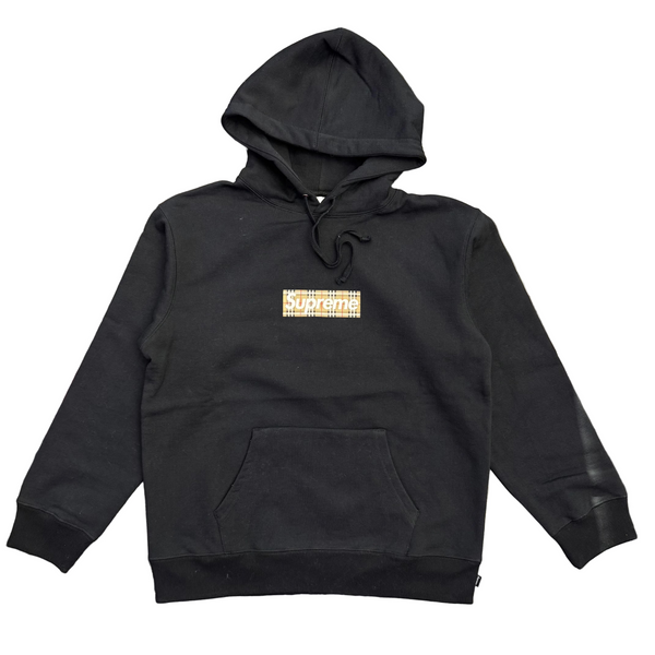 Supreme Burberry Box Logo Hooded Sweatshirt Black
